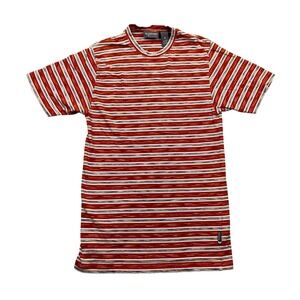 SILVERTAB Levi's Brand Red White Blue Striped T Shirt Mens Medium Grunge